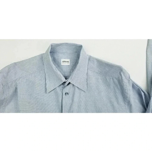Armani Collezioni 16/41/L Men's Miniature Blue White Stripe Pattern Long Sleeve - Picture 7 of 11